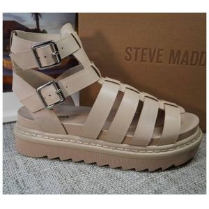 Steve Madden Women's Benefit Lug Sole Gladiator Sandals - Natural Leather